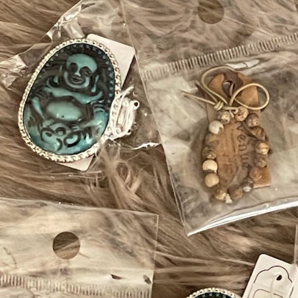 Buddha Adjustable Ring and Natural Stone Set - Picture 4 of 5